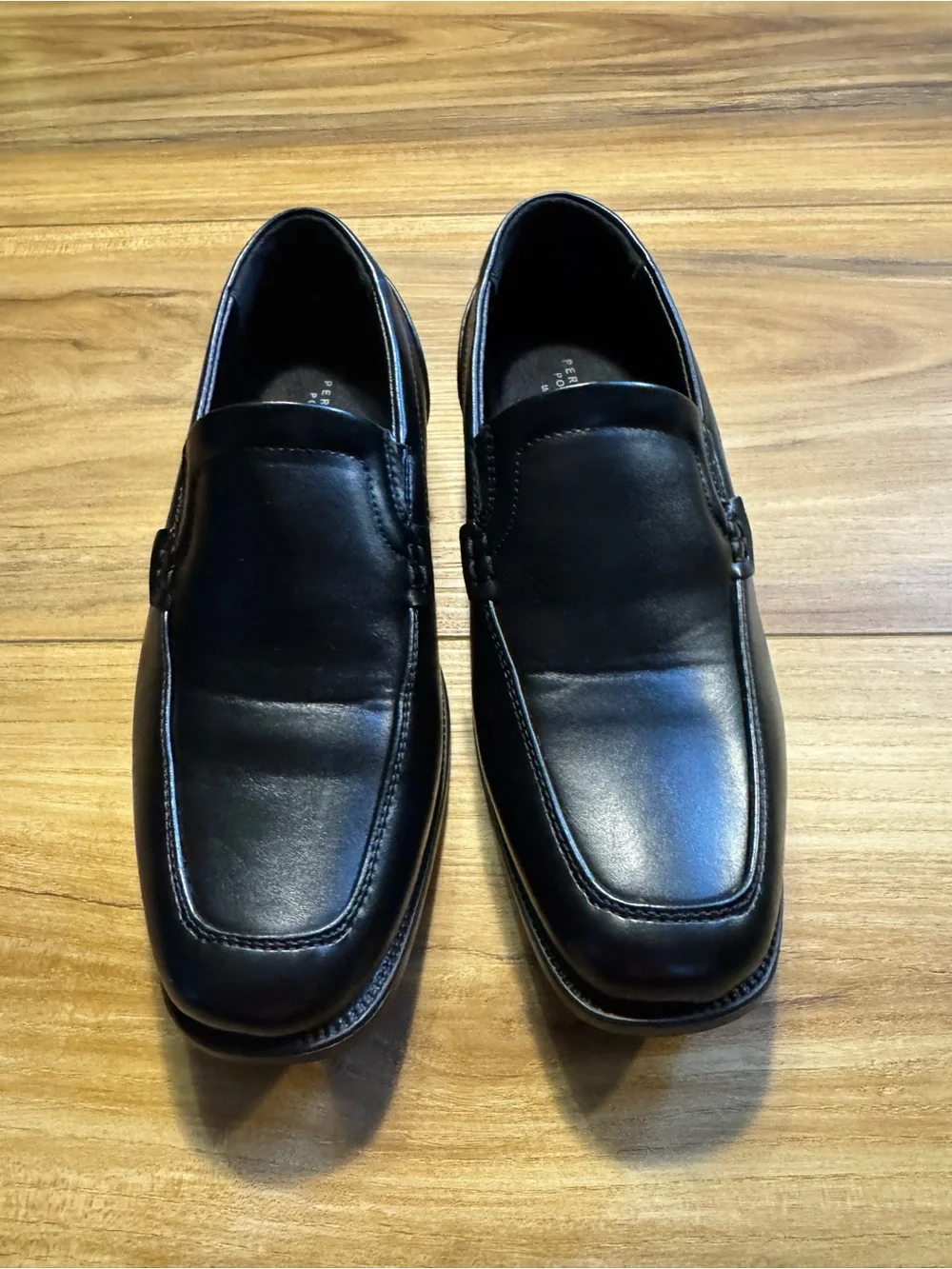 Perry Ellis Portfolio Black Faux Leather Slip-On Dress Loafers for Kids Size 4